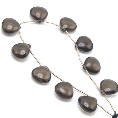 Natural Smoky Quartz | Plain Smooth Cut | Heart Shape | Gemstone Beads | 14mm | Mocha Brown Color | 10 Pcs 81 Carats | 7.5 Inch VVS Clarity | June Birthstone | Jewelry Making Supplies