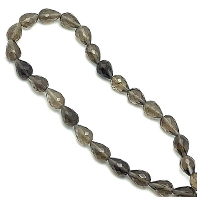 Natural Smoky Quartz | Briolette Facet Cut | Drop Shape | Gemstone Beads | 8x6mm | Mocha Brown Color | 27 Pcs 47 Carats | VVS Clarity | June Birthstone | DIY Jewelry Making