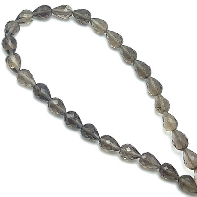 Natural Smoky Quartz | Briolette Facet Cut | Drop Shape | Gemstone Beads | 7x5mm | Mocha Brown Color | 31 Pcs 34 Carats | VVS Clarity | June Birthstone | Jewelry Making Supplies