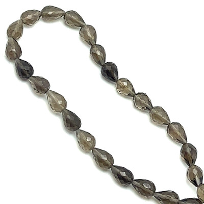 Natural Smoky Quartz | Briolette Facet Cut | Drop Shape | Gemstone Beads | 8x6mm | Mocha Brown Color | 28 Pcs 47 Carats | VVS Clarity | June Birthstone | Jewelry Making Supplies