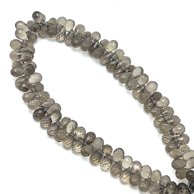 Natural Smoky Quartz | Briolette Facet Cut | Drop Shape | Gemstone Beads | 6x4mm | Cedar Brown Color | 105 Pcs 84 Carats | VVS Clarity | June Birthstone | Jewelry Making Supplies