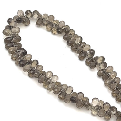 Natural Smoky Quartz | Briolette Facet Cut | Drop Shape | Gemstone Beads | 6x4mm | Cedar Brown Color | 103 Pcs 94 Carats | VVS Clarity | June Birthstone | Jewelry Making Supplies