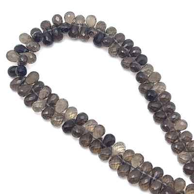 Natural Smoky Quartz | Briolette Facet Cut | Drop Shape | Gemstone Beads | 7x5mm | Mocha Brown Color | 97 Pcs 97 Carats | VVS Clarity | June Birthstone | Jewelry Making Supplies