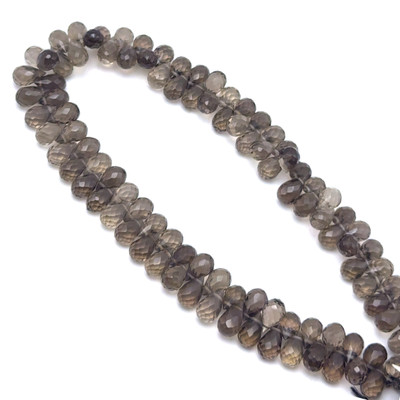Natural Smoky Quartz | Briolette Facet Cut | Drop Shape | Gemstone Beads | 7x5mm | Mocha Brown Color | 95 Pcs 90 Carats | VVS Clarity | June Birthstone | Jewelry Making Supplies