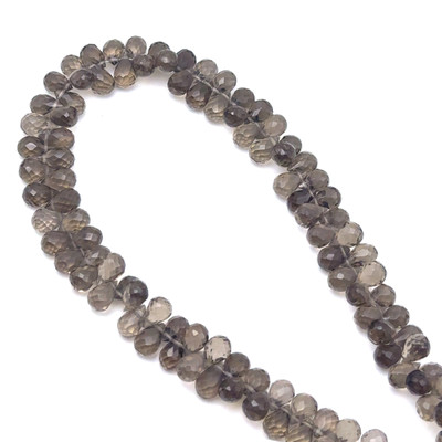 Natural Smoky Quartz | Briolette Facet Cut | Drop Shape | Gemstone Beads | 6x4mm | Mocha Brown Color | 102 Pcs 76 Carats | VVS Clarity | June Birthstone | Jewelry Making Supplies
