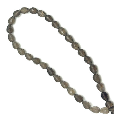 Natural Smoky Quartz | Briolette Facet Cut | Drop Shape | Gemstone Beads | 6x4mm | Cedar Brown Color | 35 Pcs 28 Carats | 8.7 Inch VVS Clarity | June Birthstone | Jewelry Making Supplies