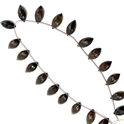 Natural Smoky Quartz | Briolette Facet Cut | Rice Shape | Gemstone Beads | 14x7mm | Mocha Brown Color | VVS Clarity | 20 Pcs 84in | 13 Inch | Jewelry Making