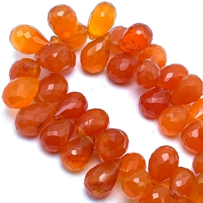 Natural Carnelian Drop Briolette Cut 9x7-11x8mmVVS Clarity Sandstone Orange Color Drilled Gemstone