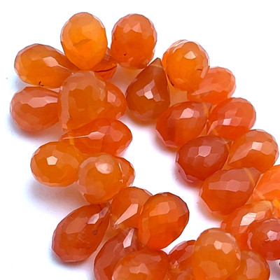 Natural Carnelian Drop Briolette Cut 10x8-13x8mm VVS Clarity Sandstone Orange Color Drilled Gemstone