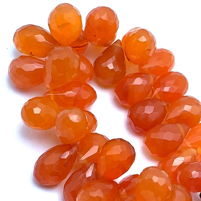 Natural Carnelian Drop Briolette Cut VVS Clarity 10x8-13x8mm Sandstone Orange Color Drilled Gemstone
