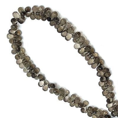 Natural Smoky Quartz | Briolette Facet Cut | Drop Shape | Gemstone Beads | 5x4,6x4mm | Mocha Brown Color | VVS Clarity | 121 Pcs 68 Carats | 12 Inch | Jewelry Makin