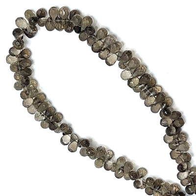 Natural Smoky Quartz | Briolette Facet Cut | Drop Shape | Gemstone Beads | 6x4,7x4mm | Mocha Brown Color | VVS Clarity | 107 Pcs 80pcs | 12.5 Inch | Jewelry Making