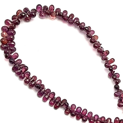 Natural Rhodolite | Briolette Facet Cut | Drop Shape | Gemstone Beads | 4x3–6x4mm | Mulberry Color | 110 Pcs 48 Carats | VVS Clarity | January Birthstone | Jewelry Making | For Emotional Healing