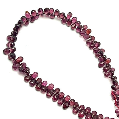 Natural Rhodolite | Briolette Facet Cut | Drop Shape | Gemstone Beads | 4x3,5x3mm | Mulberry Color | 118 Pcs 44 Carats | VVS Clarity | June Birthstone | Jewelry Making | for Love, Compassion and Emotional Healing