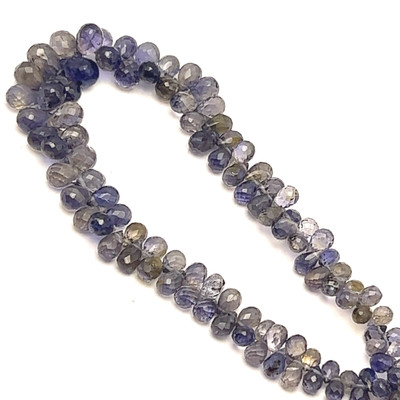 Natural Iolite Faceted Briolette Drop Beads | 6x4, 7x5, 8x5, 9x6mm | 105 Pcs 87 Carats | Hyacinth Blue | VS Clarity | Tanzania Mines Loose Gemstone for Jewelry Making