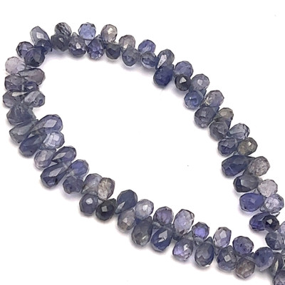 Natural Iolite Faceted Briolette Drop Beads | 7x5,8x5mm | 81 Pcs 64 Carats | Deep Periwinkle Blue | VS Clarity | Tanzania Mines Loose Gemstone for Jewelry Making