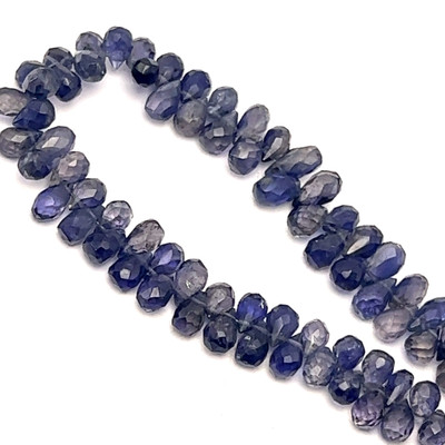 Natural Iolite Briolette Beads | Faceted Drop 8x5mm | 79 Pcs 62 Carats | Ultramarine Blue | VS Clarity | Tanzania Mines September Birthstone for Jewelry Making