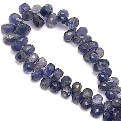 Natural Iolite Briolette Beads | Faceted Drop 9x6, 10x7, 11x1mm | 63 Pcs 131 Carats | Ultramarine Blue | VS Clarity | Tanzania Mines September Birthstone for Jewelry Making
