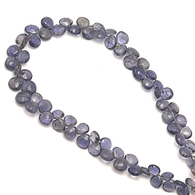 Natural Iolite Briolette Beads | Faceted Heart Shape 5mm | 77 Pcs 34 Carats | Deep Periwinkle Blue | VVS Clarity | Tanzania Mines September Birthstone for Jewelry Making