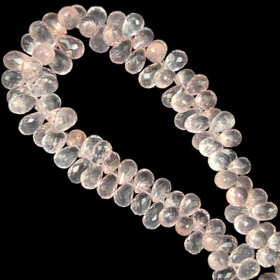 Natural Rose Quartz Drop Briolette Cut 8x5, 8x6, 9x6, 10x6, 11x6mm Crepe Pink Drilled Gemstone