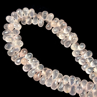 Rose Quartz Natural Drop 8x5mm Briolette Facet Cut Baby Rose Pink Drilled Gemstone