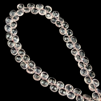 Rose Quartz Natural Heart Briolette Facet Cut Baby Rose Pink Drilled 6.5mm Gemstone