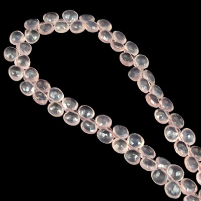 Rose Quartz Natural Heart 6.5mm Briolette Facet Cut Crepe Pink Drilled Gemstone