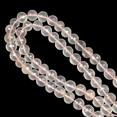 Rose Quartz Natural Ball Briolette Facet Cut 9mm Crepe Pink Drilled Gemstone