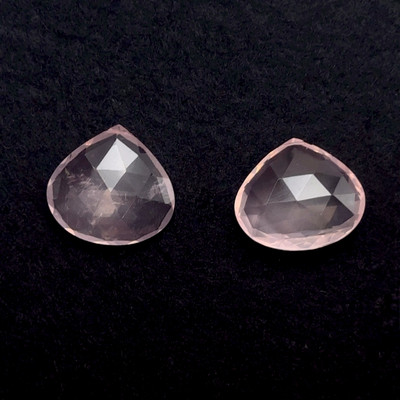 Rose Quartz Natural 2 Pieces Heart Briolette Facet Cut 20x18mm Baby Rose Pink Drilled Gemstone Pair for Healing Metaphysical Power