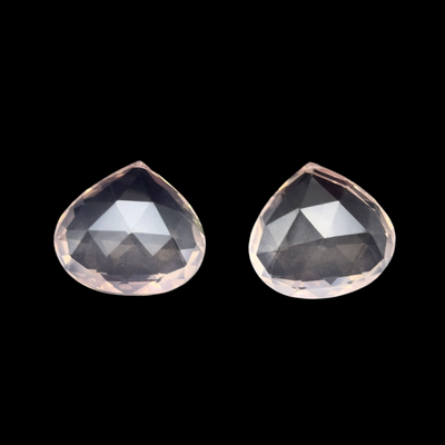 Rose Quartz Natural Heart 23x22mm Briolette Facet Cut Set of 2 Baby Rose Pink Drilled Gemstone for Healing Metaphysical Power