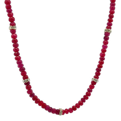 Natural Ruby Rondelle Facet Bead Precious Necklace