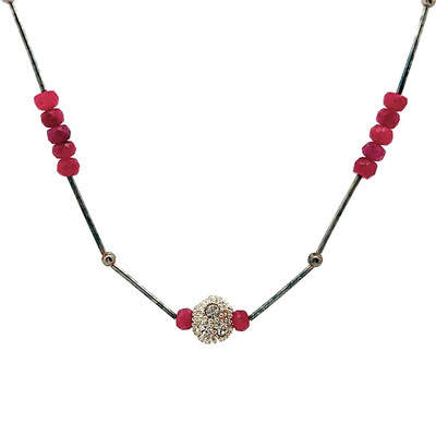 Natural Ruby Rondelle Facet Beads Gemstone Necklace
