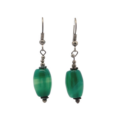 Jade Green Balloon Plain 16x9mm Dangle Gemstone Earrings