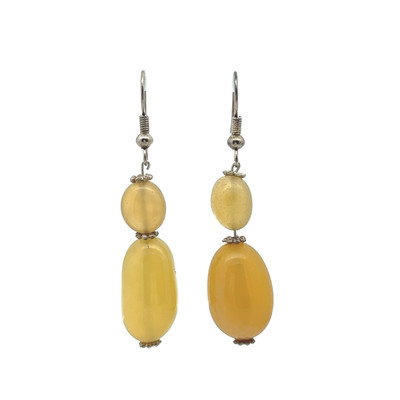 Chalcedony Yellow Tumble Plain Dangle Gemstone Earrings