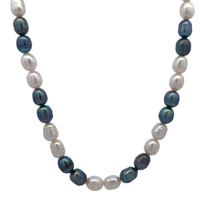 Elegant Two-Tone Plain Pearl Necklace for Energy and Balance