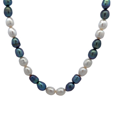 Chic Two-Tone Plain Pearl June Birthstone Necklace for Graceful Style