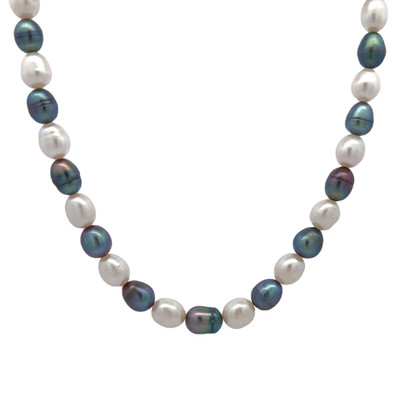 Chic Two-Tone June Birthstone Plain Pearl Necklace for Daily Elegance