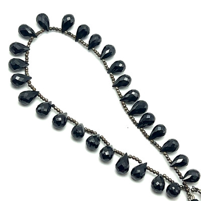 Natural Spinel | Briolette Cut | Drop Shape | Gemstone Beads | 10x7–12x7mm | Black Color | 27 Pcs 143 Carats | VVS Clarity | August Birthstone | Jewelry Making