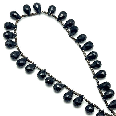 Natural Spinel | Briolette Facet Cut | Drop Shape | Gemstone Beads | 11x7–12x7mm | Black Color | 26 Pcs 143 Carats | VVS Clarity | August Birthstone | Jewelry Making