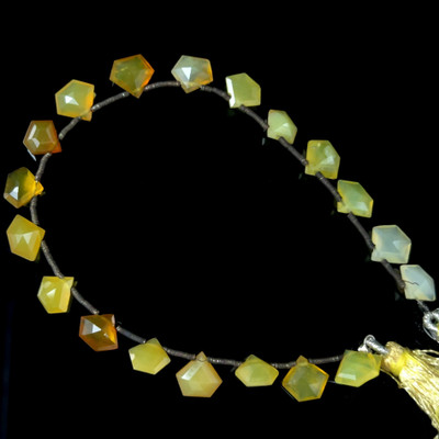 Yellow Opal Natural Pentagon Briolette Cut VS Clarity 8x7mm Side Drilled Loose October Gemstone