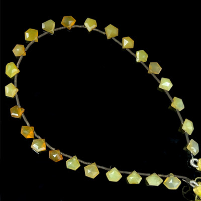 Yellow Opal Natural Briolette Cut Pentagon Shape VS Clarity 7x6mm Side Drilled Loose Birthmonth Gemstone