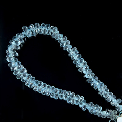 Natural Topaz Briolette Faceted Cut Drop Gemstone Beads | 5x3,6x3mm | FL Clarity | 129 Pcs 63 Carats | 8.6 Inch | Side Drilled | Jewelry Making