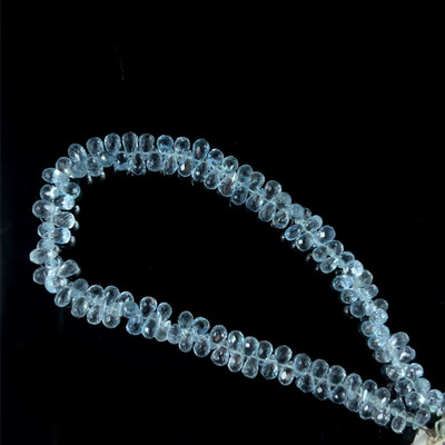 Natural Topaz Briolette Faceted Cut Drop Gemstone Beads | 4x3,6x4mm | FL Clarity | 121 Pcs 62 Carats | 8.4 Inch | Side Drilled | Jewelry Making
