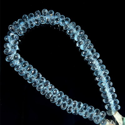 Natural Topaz Briolette Faceted Cut Drop Gemstone Beads | 6x4,7x4mm | FL Clarity | 104 Pcs 93 Carats | 8.6 Inch | Side Drilled | Jewelry Making