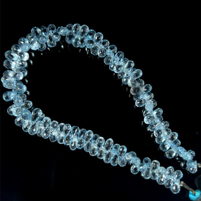 Natural Topaz Briolette Faceted Cut Drop Gemstone Beads | 6x4,8x5mm | FL Clarity | 129 Pcs 105 Carats | 9 Inch | Side Drilled | Jewelry Making
