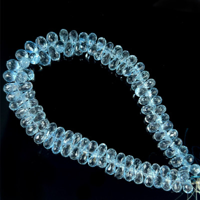 Natural Topaz | Briolette Faceted Cut | Drop Gemstone Beads | 6x4–9x6mm | FL Clarity | 102 Pcs 136 Carats | 9.25 Inch | Side Drilled | Jewelry Making