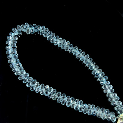 Natural Topaz | Briolette Faceted Cut | Drop Gemstone Beads | 6x4mm | FL Clarity | 128 Pcs 75 Carats | 10 Inch | Side Drilled | Jewelry Making