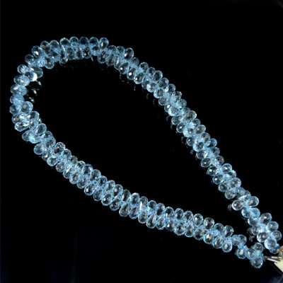 Natural Topaz | Briolette Faceted Cut | Drop Gemstone Beads | 6x4mm | FL Clarity | 136 Pcs 95 Carats | 10.2 Inch | Side Drilled | Jewelry Making