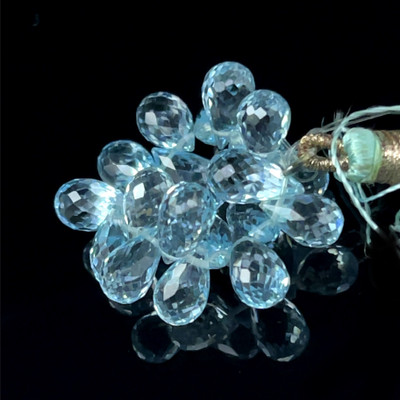 Natural Topaz | Briolette Faceted Cut | Drop Gemstone Beads | 9x5,10x5mm | FL Clarity | 20 Pcs 40 Carats | 2 Inch | Side Drilled | Jewelry Making