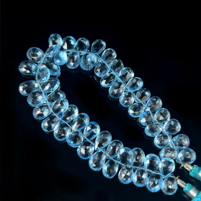 Topaz Natural Drop Checker Cut 13x8-10x6mm Top Sky Blue Topaz Exceptional Quality Drilled Loose Gemstone